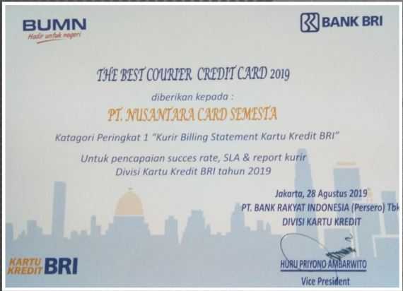 “Best Courier Credit Card”  kategori peringkat 1 : Kurir Billing Statement Kartu Kredit