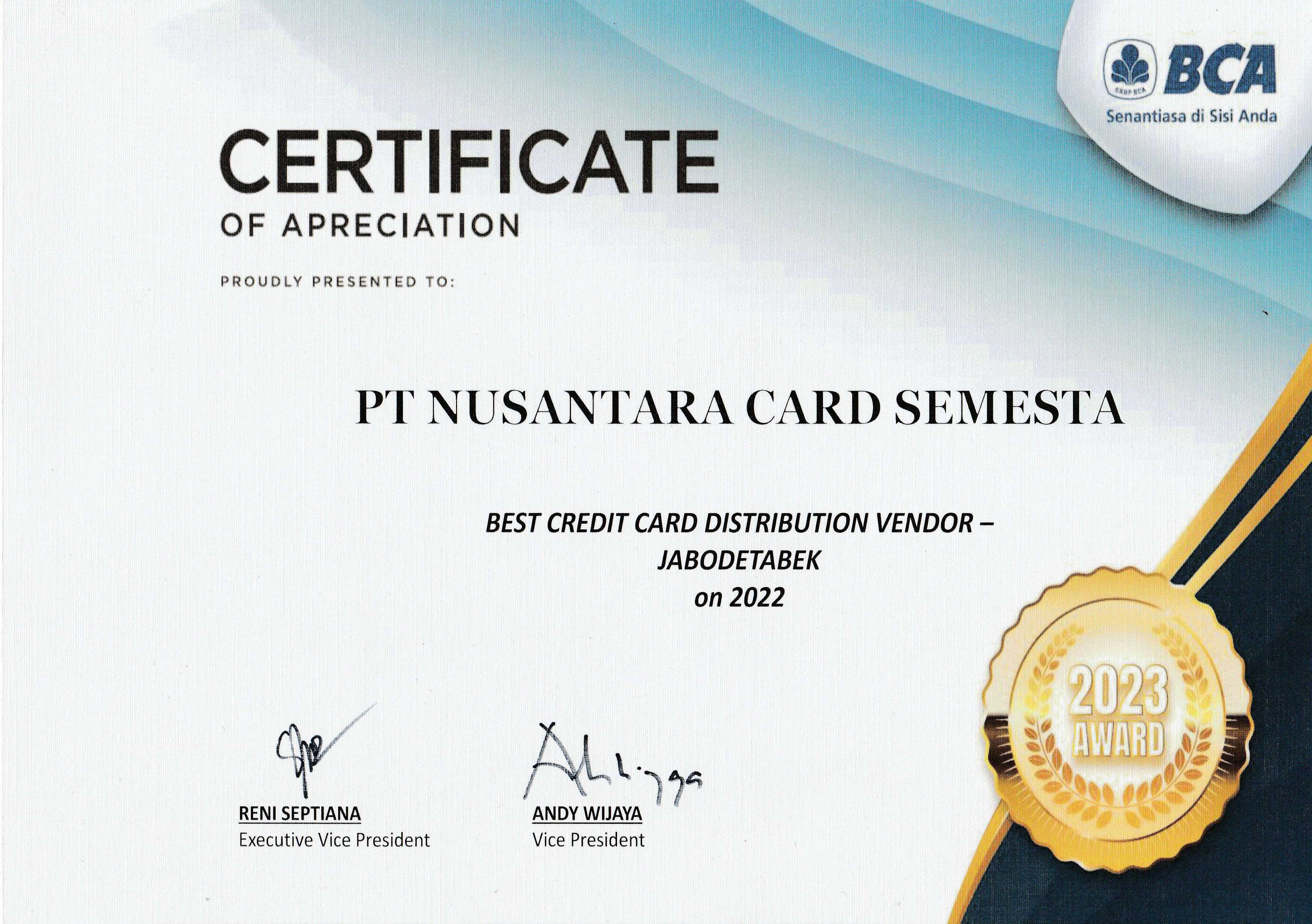 Best Credit Card Distribution Vendor - Jabodetabek on 2022